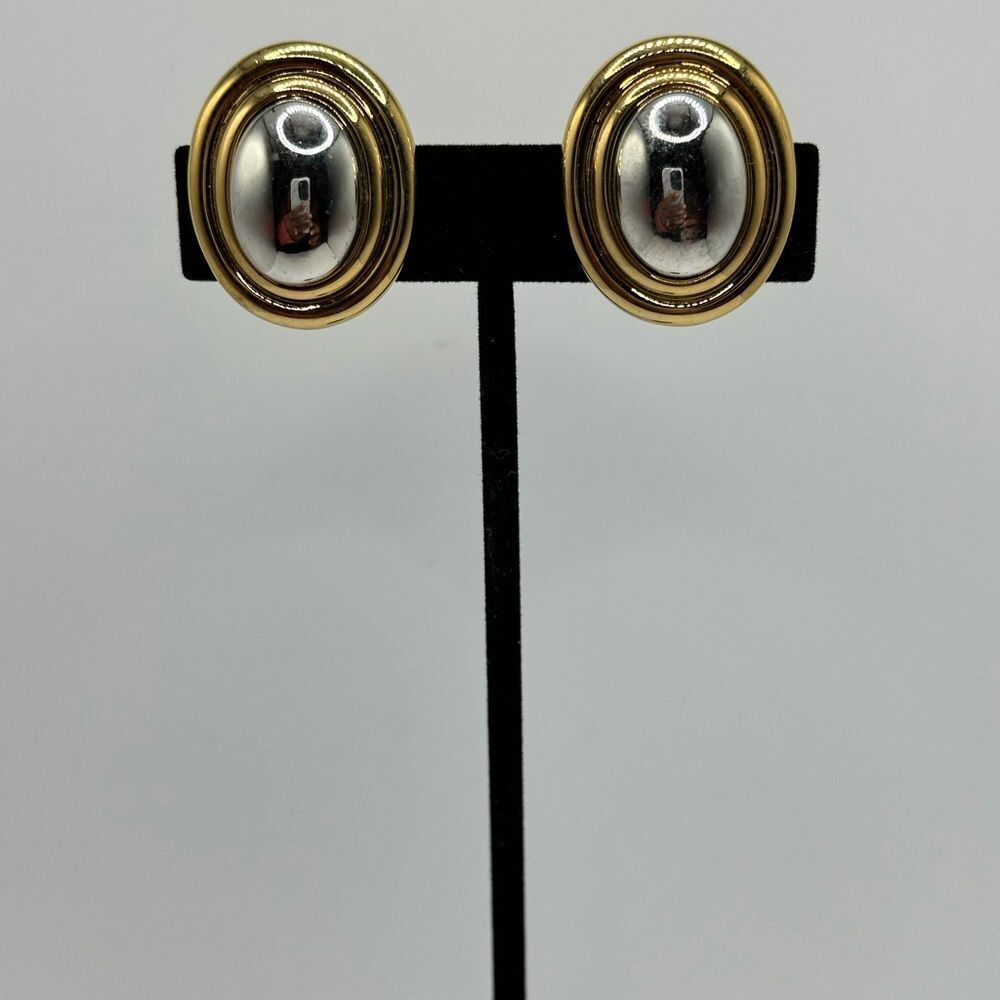 Vintage Liz Claiborne Silver and Gold Tone Clip On Earrings